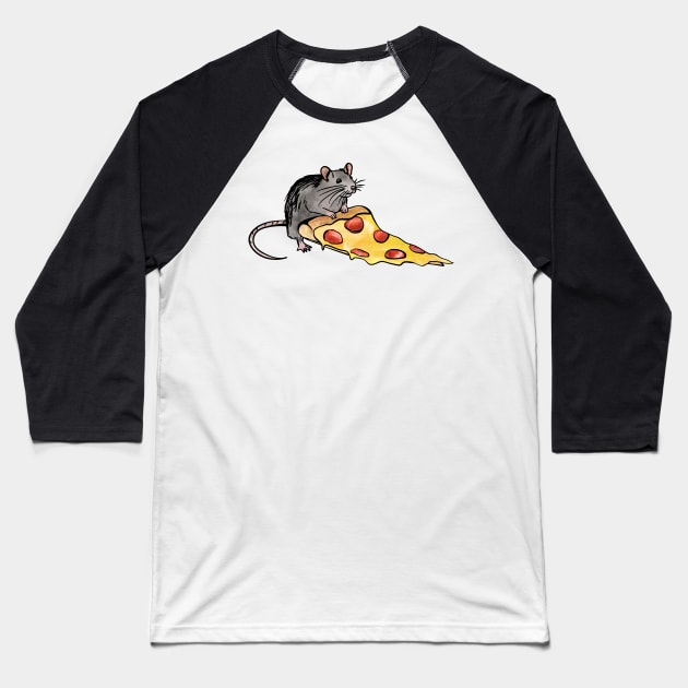 Pizza Rat Baseball T-Shirt by Kalepanic